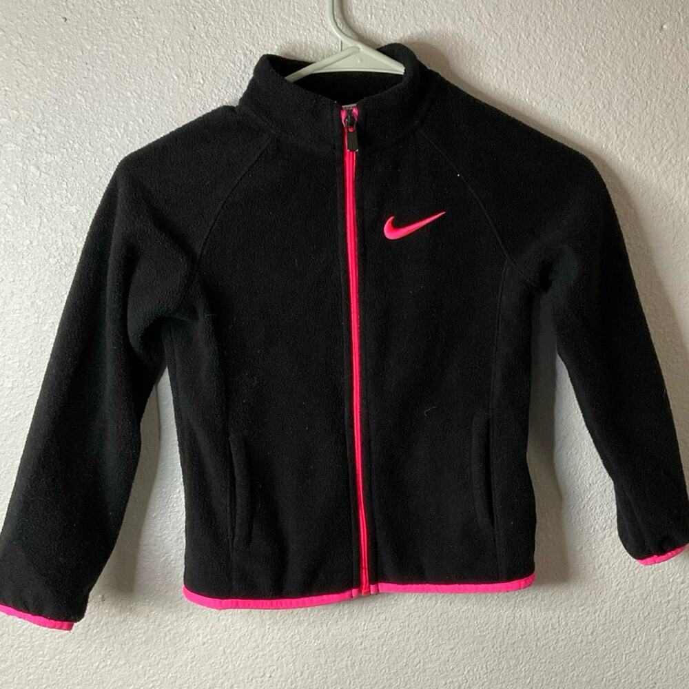 Girls size 6, black and hot pink Nike zip up fleece